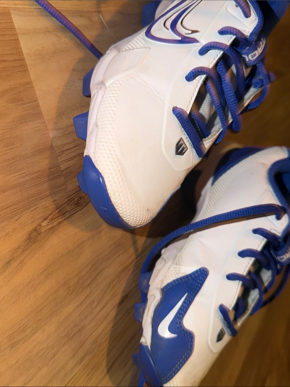Nike White and Blue Kids Cleats - Youth Soccer/Football Sneakers